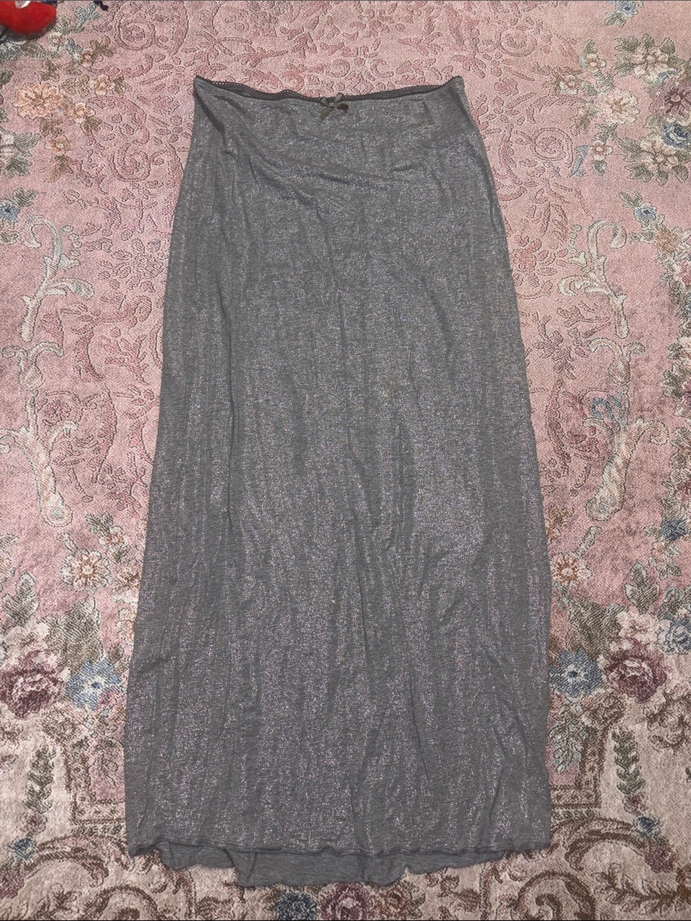 aerie Silver shimmering Metallic Maxi Skirt